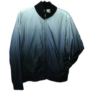 Express Windbreaker Bomber Jacket with Gradient White to Black Design